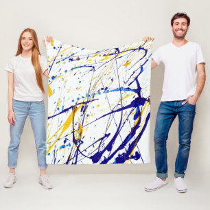 Couverture Polaire Abstraite peinture bleu et doré