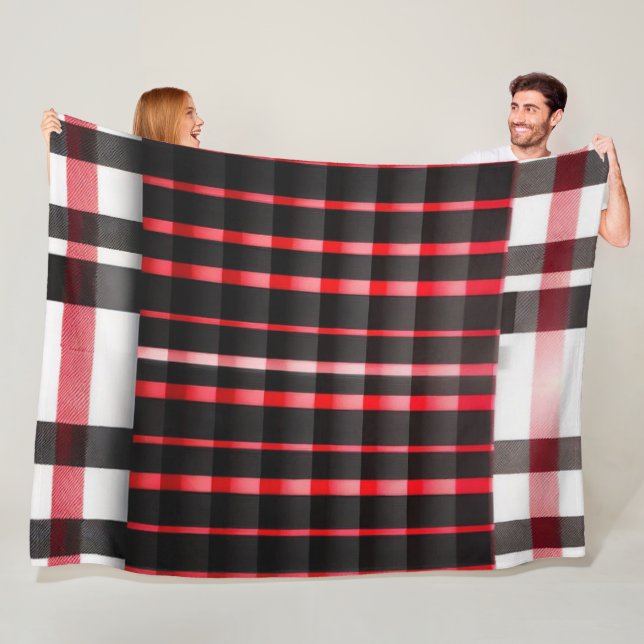 Couverture Polaire Abstraite Rouge Noir Plaid Collection moderne (En situation)