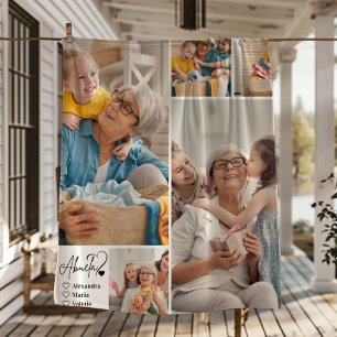 Couverture Polaire Abuela personnalisée 5 Photo Art en ligne minimali