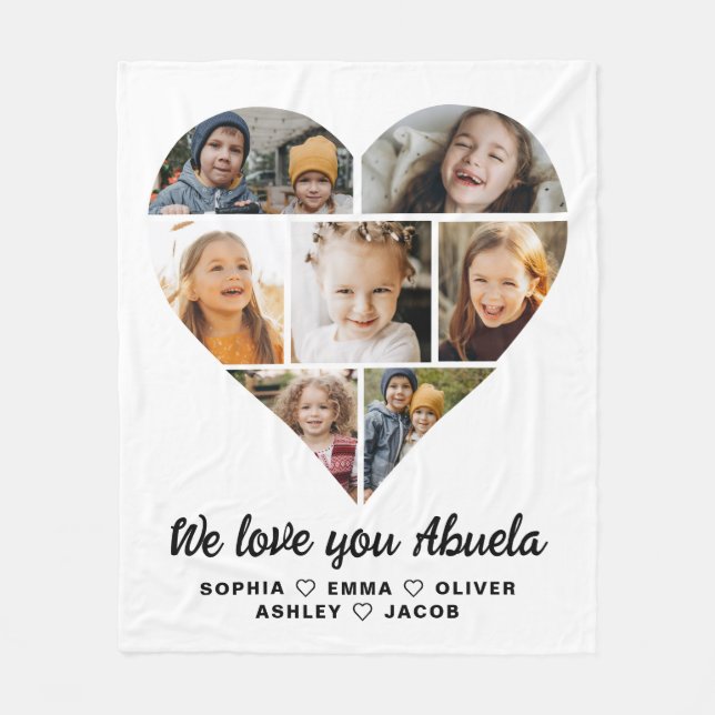 Couverture Polaire Abuela We Love you Heart Modern Photo Collage (Devant)
