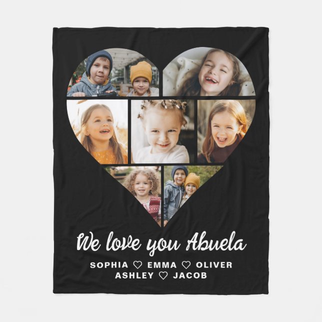 Couverture Polaire Abuela We Love you Heart Modern Photo Collage (Devant)
