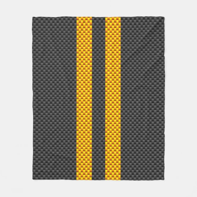Couverture Polaire Accent Yellow Racing Stripes Carbon Fiber Style (Devant)