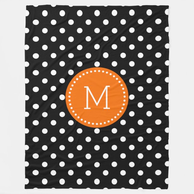 Couverture Polaire Accents Orange Polkadot Blanc Et Noir (Devant)
