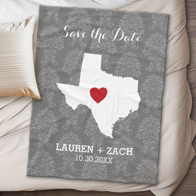 Couverture Polaire Accueil État de mariage Enregistrer la date Texas (Texas Personalized Fleece Blanket)