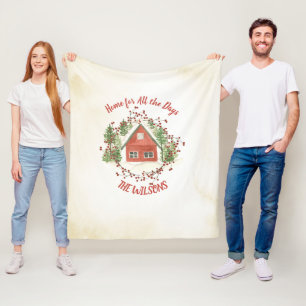 Couverture Polaire Accueil pour tous les jours   Maison de Noël rouge