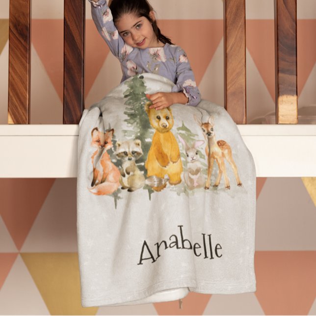 Couverture Polaire Adorable Bois Animaux Vacances Neige (Créateur téléchargé)