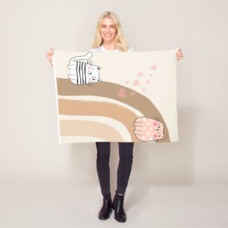 Couverture Polaire Adorable Chat Fallin en amour Fleece Blanket