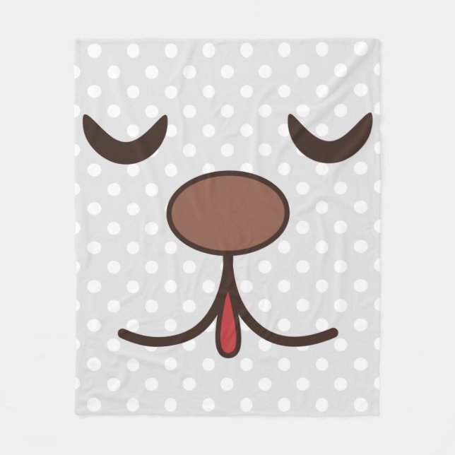 Couverture Polaire Adorable chien visage blanc dots enfants (Devant)
