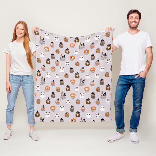 Couverture Polaire Adorable Chouette d'Halloween Motif (En situation)