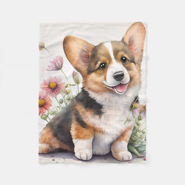 Couverture Polaire Adorable Corgi Puppy Dog (Devant)