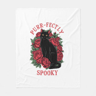 Couverture Polaire Adorable Cute Floral Chat Noir Entièrement Éffraya