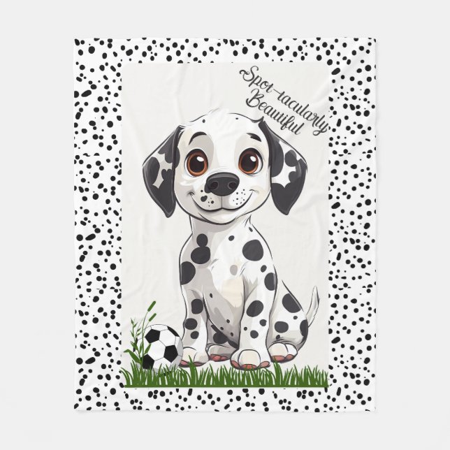 Couverture Polaire Adorable Dalmatian Puppy Football Art (Devant)