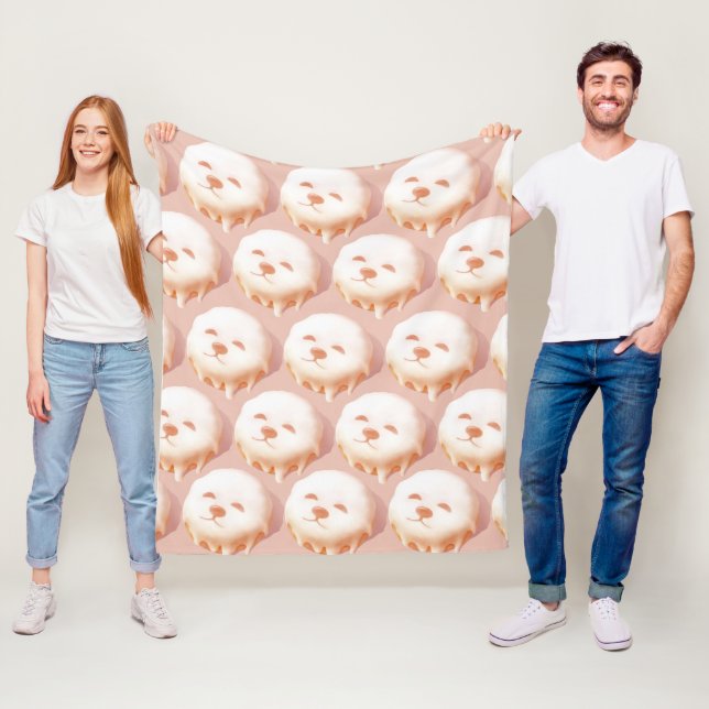Couverture Polaire Adorable Donut Visage Chien (En situation)