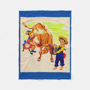 Couverture Polaire adorable enfant avec adorable vache