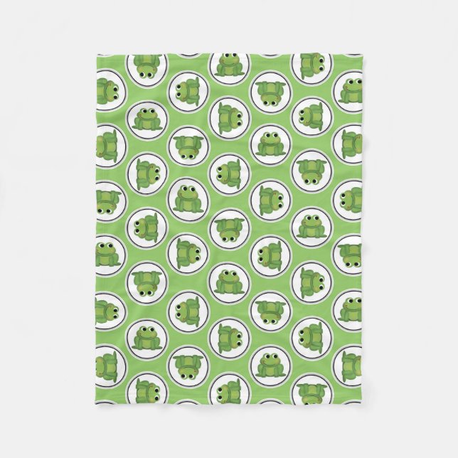Couverture Polaire Adorable grenouille Motif Apple Green Fleece Blank (Devant)