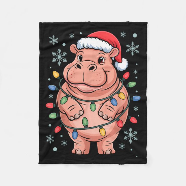 Couverture Polaire Adorable Hip Wrapped Christmas Light Santa Hat Win (Devant)