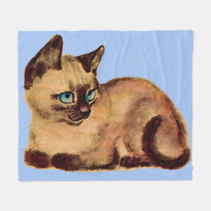 Couverture Polaire adorable imprimé chaton siamois