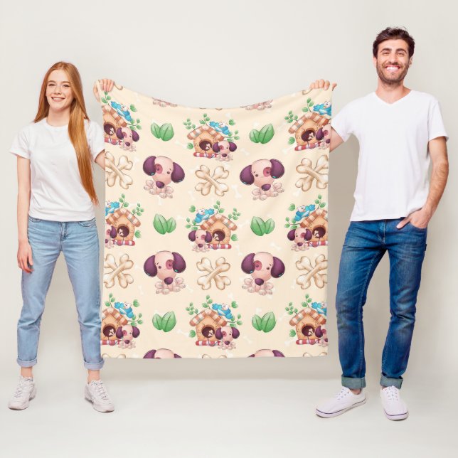Couverture Polaire Adorable Motif de chien (En situation)