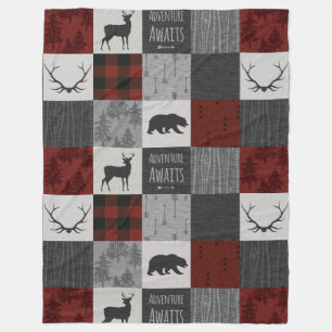 Couverture Polaire Adventure Await Fleece Blanket - Rouge, Noir, gris