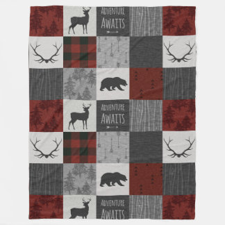 Couverture Polaire Adventure Await Fleece Blanket - Rouge, Noir, gris