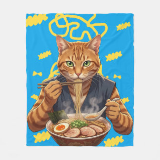Couverture Polaire Aesthetic Ramen Cat Anime - Japanese Pop Art