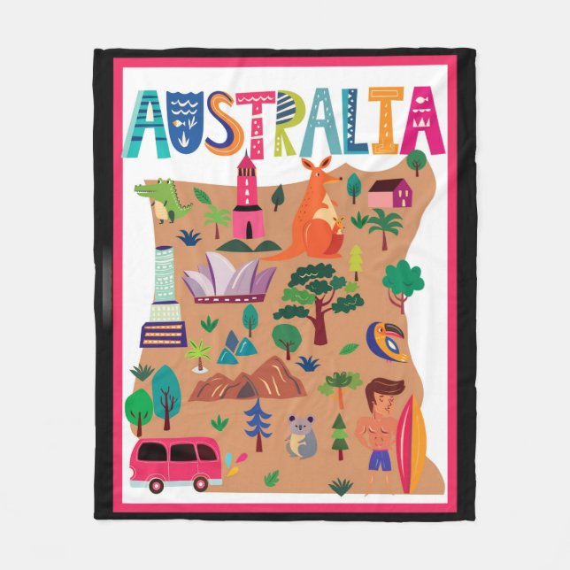 Couverture Polaire affiche de voyage colorée Australie (Devant)