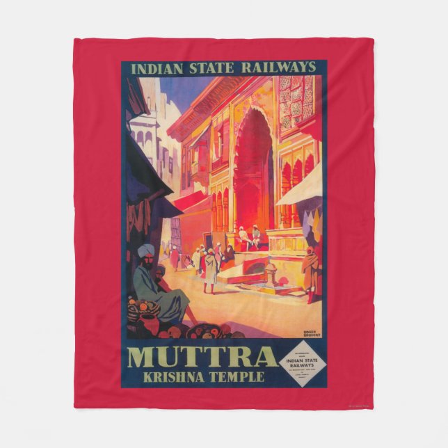 Couverture Polaire Affiche de voyage de temple de Muttra Krishna (Devant)