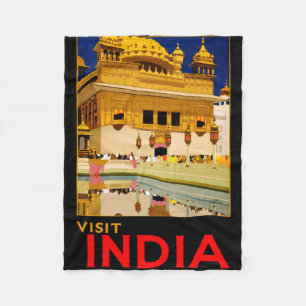 Couverture Polaire Affiche de voyage Inde art indien vintage
