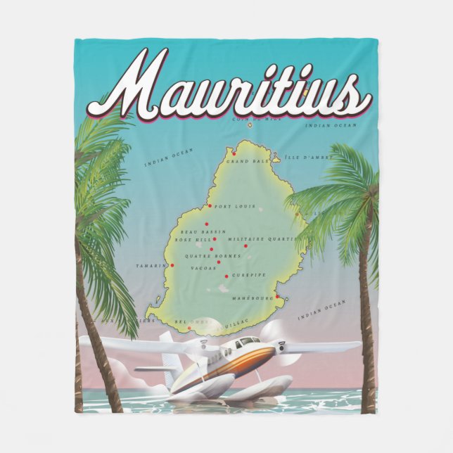 Couverture Polaire Affiche de voyage vintage mauricienne (Devant)
