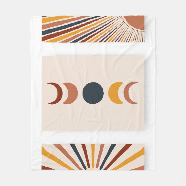Couverture Polaire Affiches Abstraites de la lune Sun Boho (Devant)