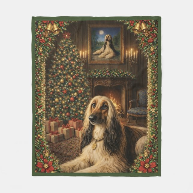 Couverture Polaire Afghan Hound Holiday Christmas Throw Blanket (Devant)