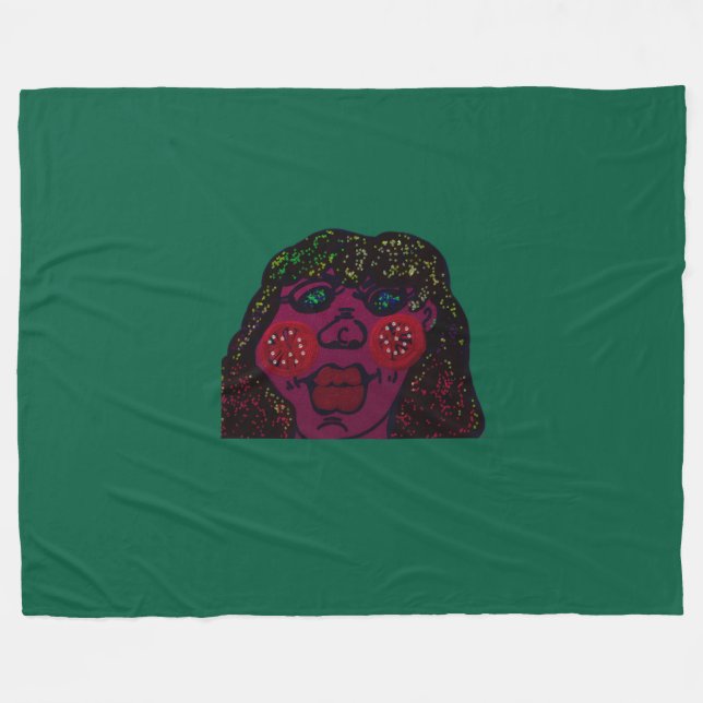 Couverture Polaire African-American Cartoon Character Portrait (Devant (Horizontal))