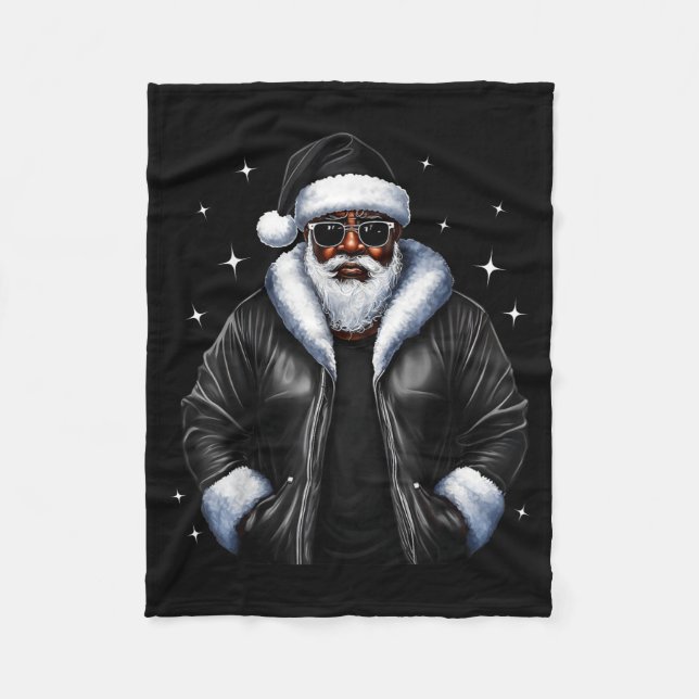 Couverture Polaire African American Christmas Xmas Afro Santa Claus  (Devant)