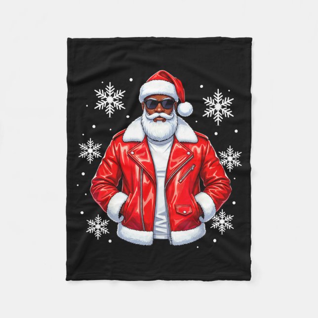 Couverture Polaire African American Cool Santa Claus Christmas Pajama (Devant)