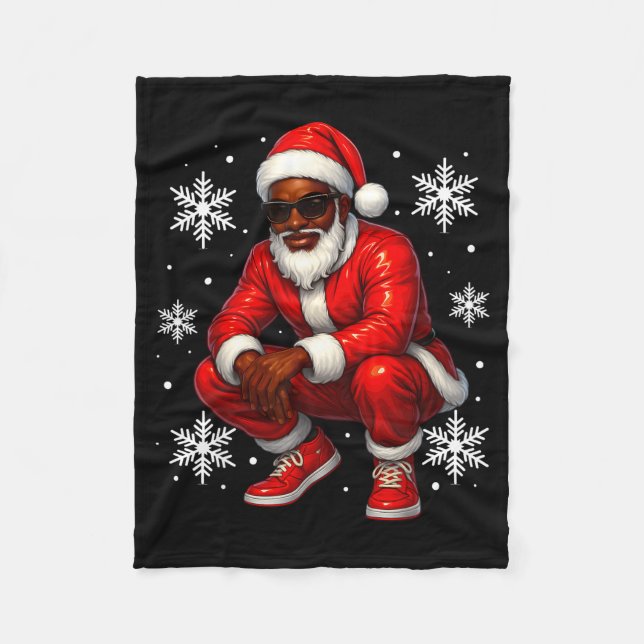 Couverture Polaire African American Cool Santa Claus Christmas Pajama (Devant)