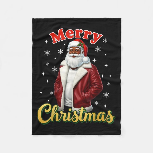 Couverture Polaire African American Santa Christmas Cool Black X-mas  (Devant)