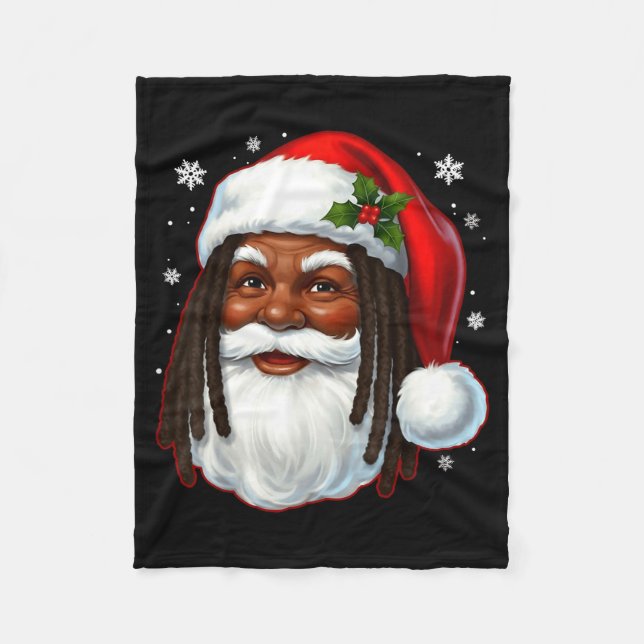 Couverture Polaire African American Santa Christmas Cool Black X-mas  (Devant)