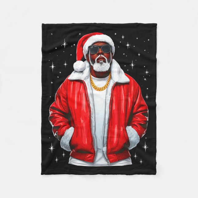 Couverture Polaire African American Santa Christmas Pajamas Cool Blac (Devant)