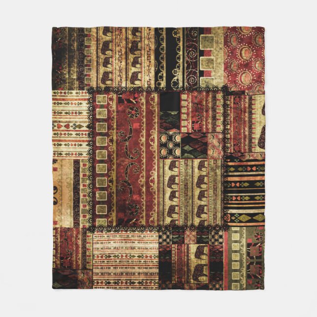 Couverture Polaire African Patchwork : Grunge Print Arrière - plan (Devant)