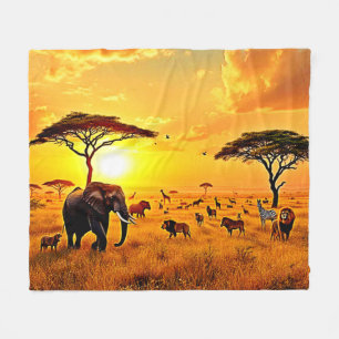 Couverture Polaire African Sunset Safari Majesty Design