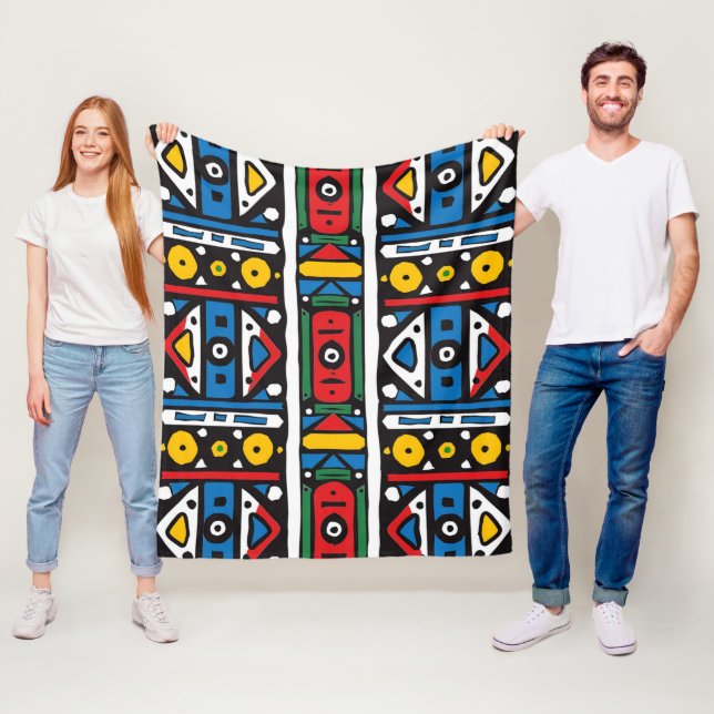 Couverture Polaire Afrique du Sud Motif Ndebele (En situation)