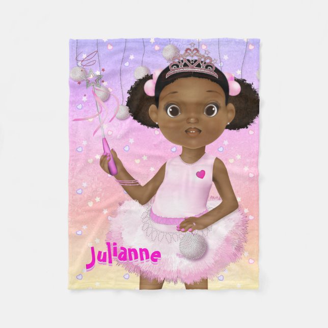 Couverture Polaire Afro-Américaine Fairy Princesse Ballerina (Devant)