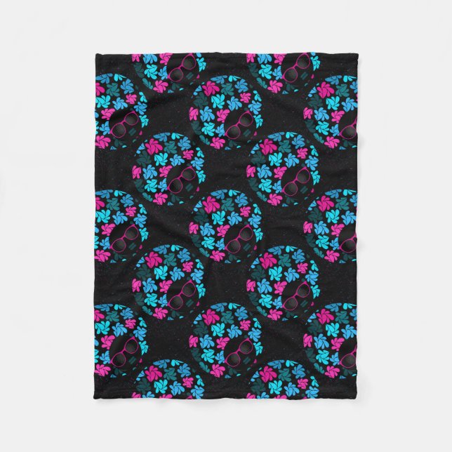 Couverture Polaire Afro Diva Turquoise & Rose Chaud (Devant)