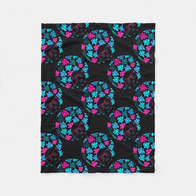 Couverture Polaire Afro Diva Turquoise & Rose Chaude (Devant)