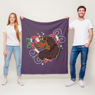 Couverture Polaire Afro Unicorn Sucre de canne Heart Holiday
