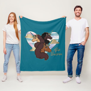 Couverture Polaire Afro Unicorn Trio Coeur Design