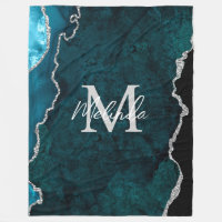Agate de marbre bleu turquoise et argenté