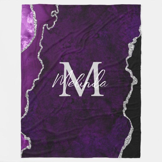 Couverture Polaire Agate Marbre Violet et Argent (Devant)