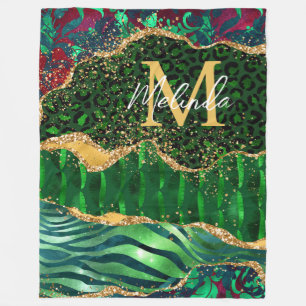 Couverture Polaire Agate Poster de animal Safari vert