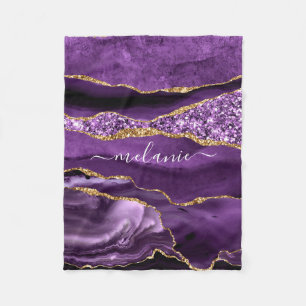 Couverture Polaire Agate Violet violet or Parties scintillant Géode N